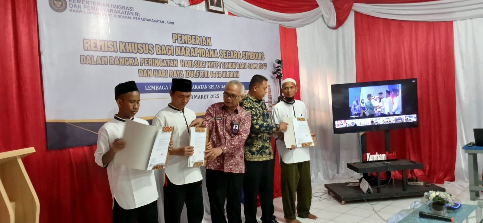 936 Narapidana di Lapas Kelas II A Jambi Terima Remisi Idul Fitri 2025, 3 Dapat Remisi Bebas