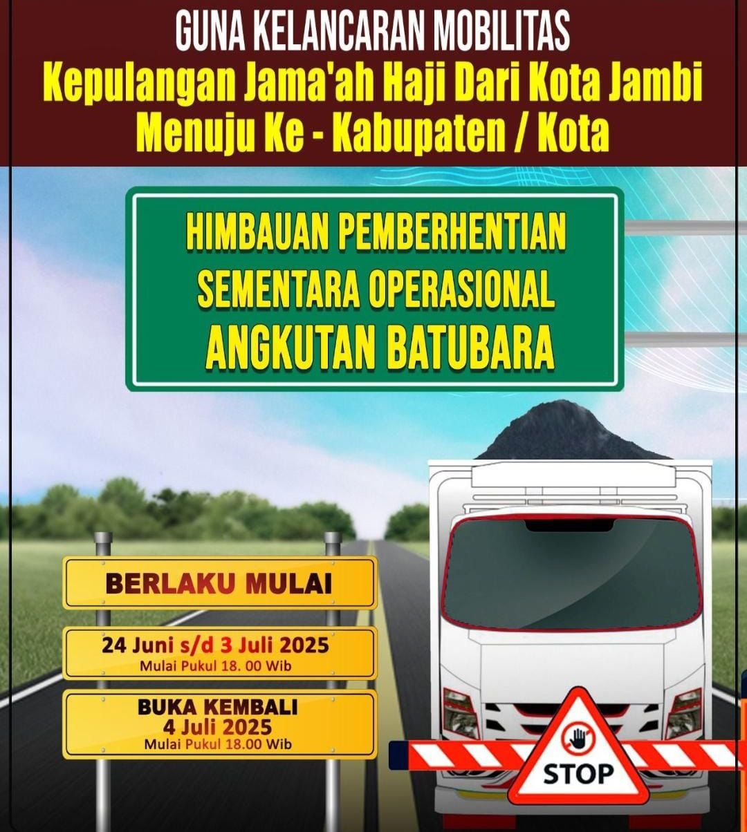 Kepulangan Jamaah Haji, Polda Jambi Stop Truk Batubara hingga 3 Juli