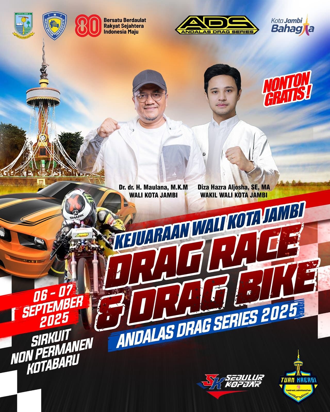 Gratis untuk Masyarakat! Besok Pemkot Jambi Suguhkan Event Drag Race dan Drag Bike Bertaraf Nasional
